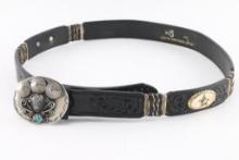 Leather Belt with Sterling Buckle.