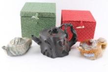 3 Ornate Tea Pots.