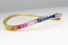 Vibrant Multi-Color Sapphire Bangle Bracelet