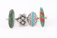 Lot of 4 Native American Rings.