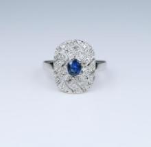 Beautiful Art Deco Style Blue Sapphire