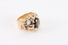 Cabochon Smokey Topaz & Diamond Ring