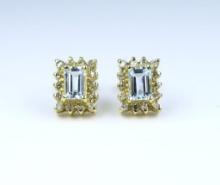 Finely Detailed Aquamarine & Diamond Earrings