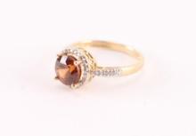 Unique Orange Spinel & Diamond Ring