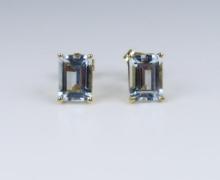 Charming Emerald Cut Aquamarine Earrings