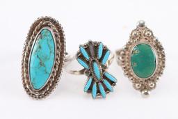 Lot of 3 Rings and 3 Pins.