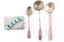 Lot of Sterling Belt Buckle & Spoons.