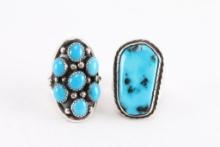 Lot of 2 Sterling & Turquoise Rings.