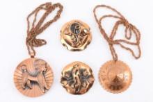 4 Copper Pendants & 2 Chains.