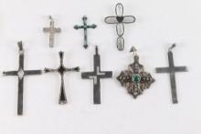Lot of 8 Sterling Cross Pendants.