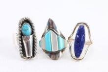 Lot of 3 Sterling Silver Rings.