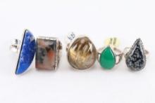Lot of 5 Natural Stone Rings.