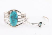 Lot of Two Turquoise Cuffs.