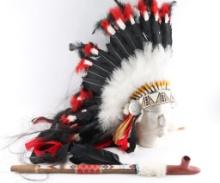 Pipe and Headdress Lot.