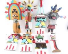 Lot of 10 Large Kachinas and a Headdress.