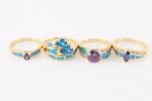Lot of 4 Vermeil Rings.