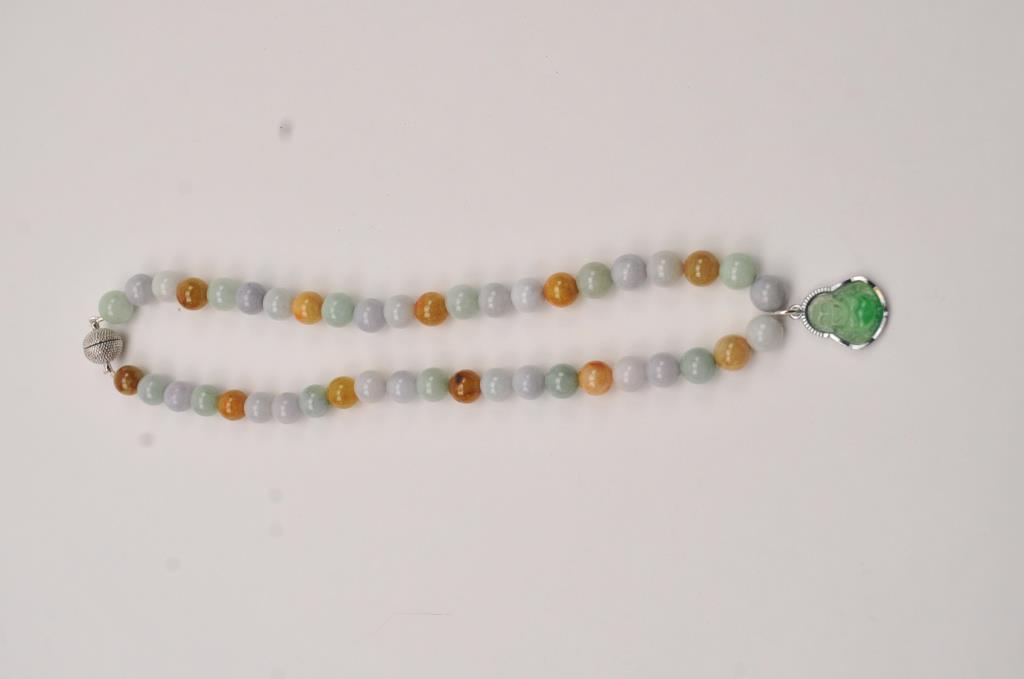 20RPS-4 MULTI-COLOR JADE BEAD NECKLACE