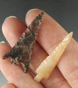 Pair of Columbia River arrowheads including a 1 7/16" Columbia Plateau and a Rose Springs.