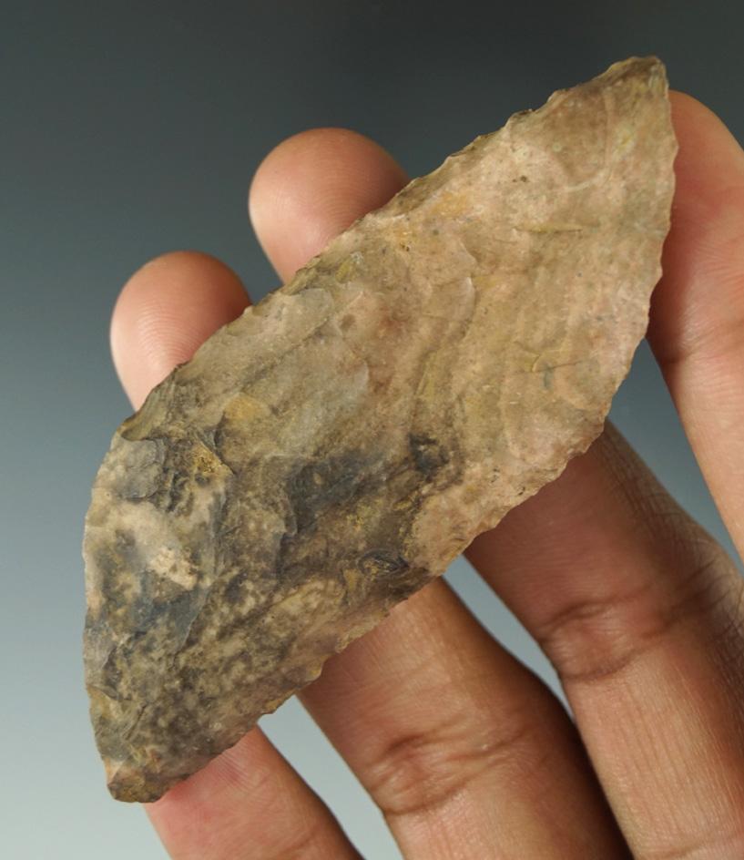 Nicely patinated 3 3/8" Harahey Four Bevel Knife found in the Kansas Area.