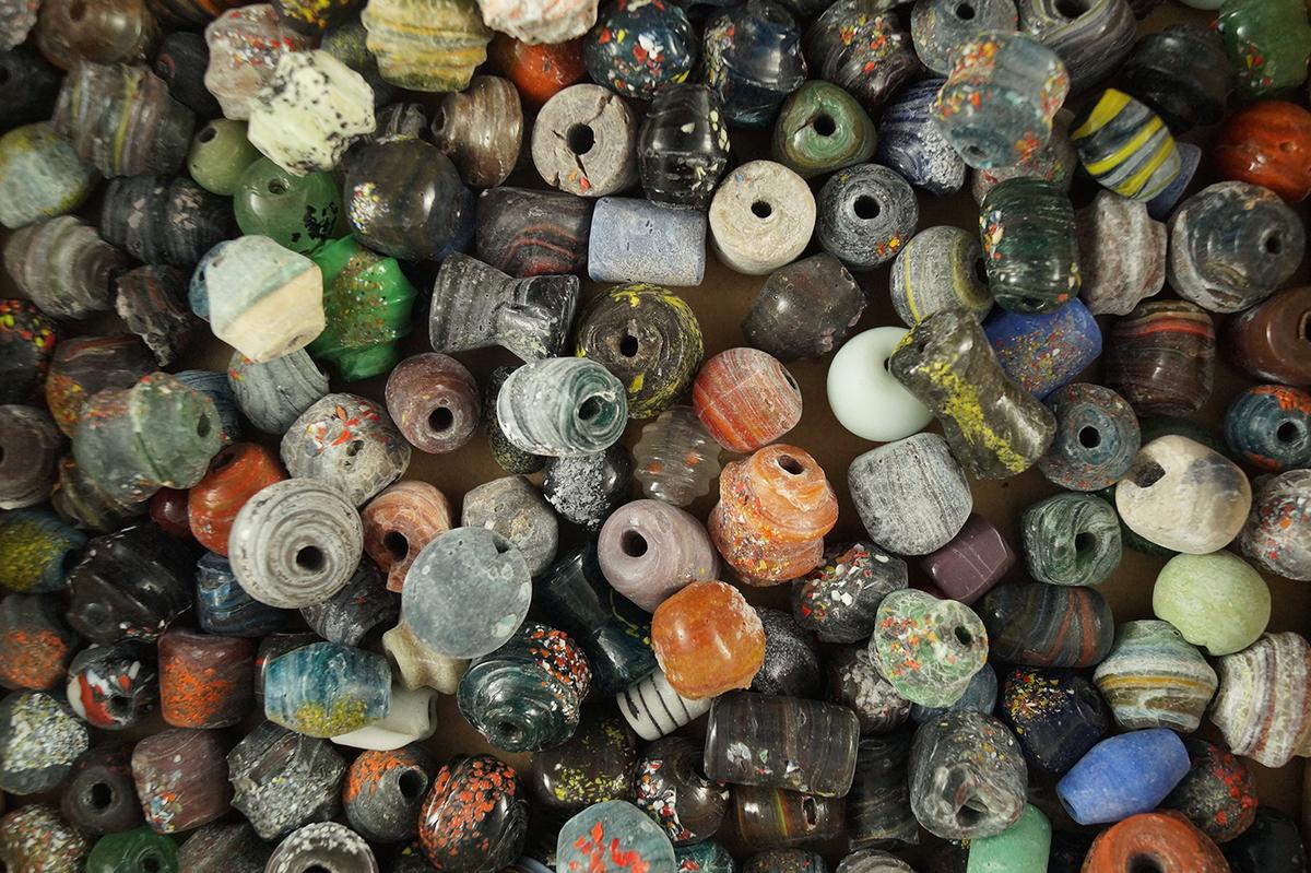 Large group of unique old glass beads from the Middle East.