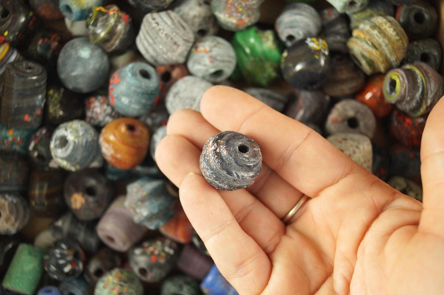 Large group of unique old glass beads from the Middle East.
