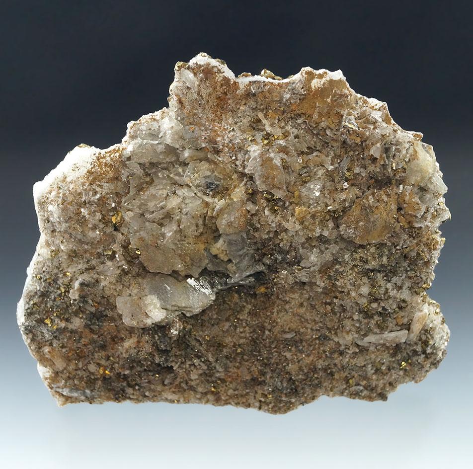 Nice! 5 1/4" wide Calcite/Pyrite and Druzy Quartz crystals found in Peru.