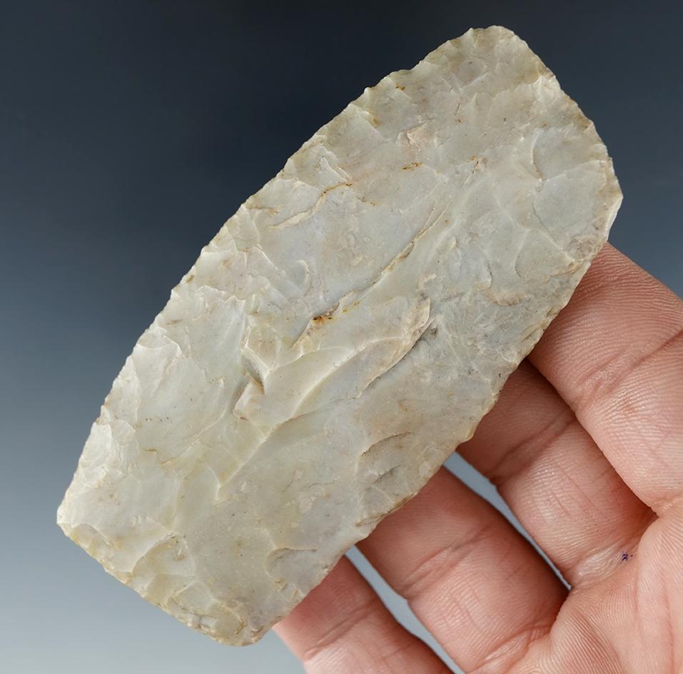 Classic style & pictured! 3 3/8" Paleo Square Knife - Flint Ridge Flint- Fairfield Co., Ohio.