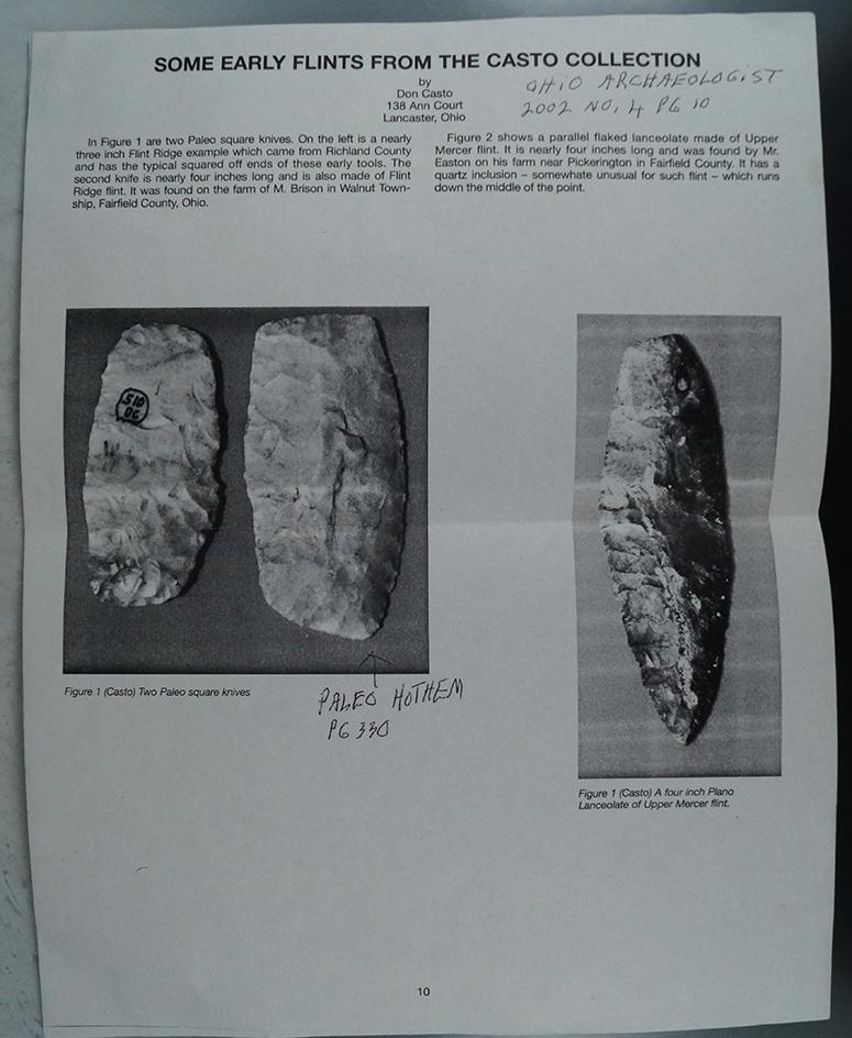 Classic style & pictured! 3 3/8" Paleo Square Knife - Flint Ridge Flint- Fairfield Co., Ohio.