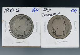1900-S and 1901 Barber Half Dollars AG-G
