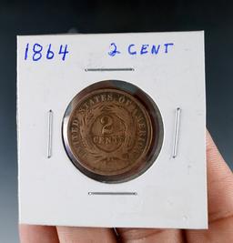 1864 2 Cent Piece AG+ Details Cleaned