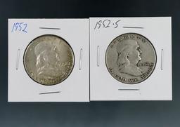 1952 and 1952-S Franklin Silver Half Dollars F-AU