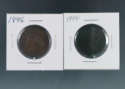 1844 and 1846 US Large Cents VG-F Details