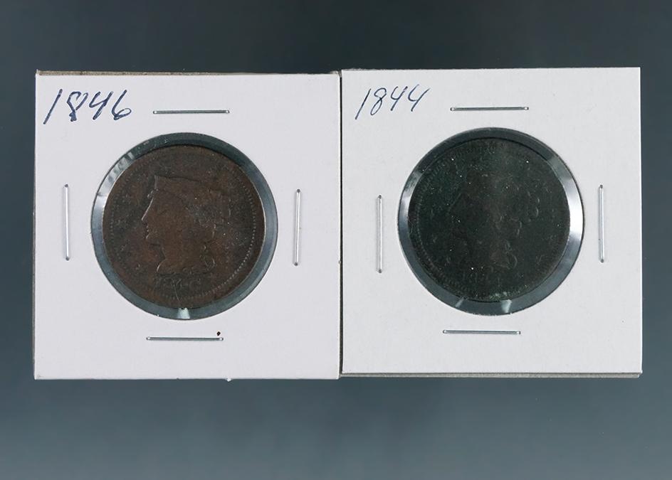 1844 and 1846 US Large Cents VG-F Details