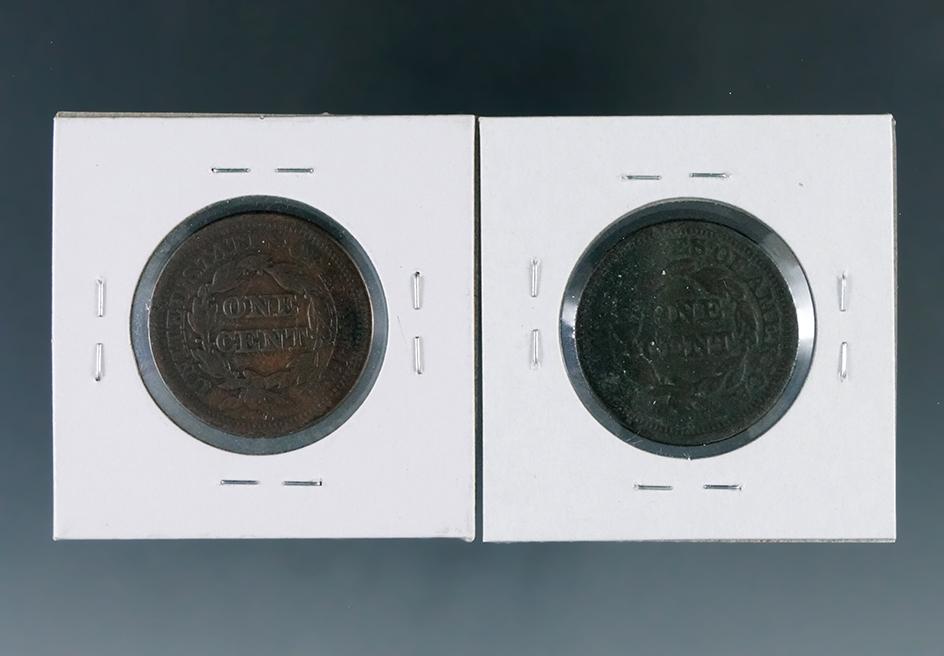 1844 and 1846 US Large Cents VG-F Details