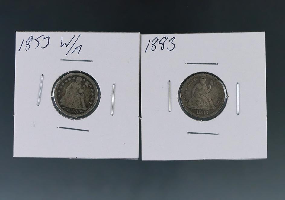 1853 With Arrows and 1883 Seated Liberty Dimes G-VG