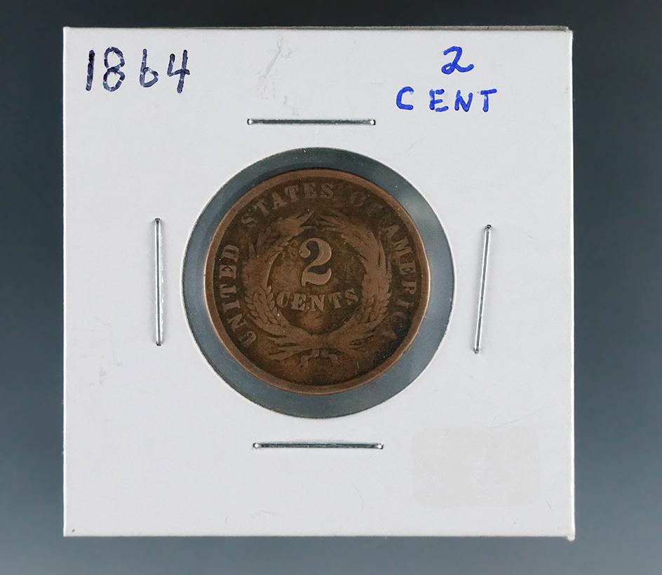 1864 2 Cent Piece AG+ Details Cleaned