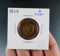 1864 2 Cent Piece AG+ Details Cleaned