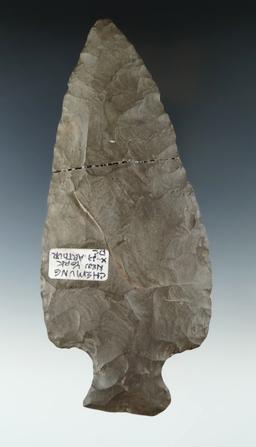 Big! 6 3/4" Hopewell Knife made from Esopus chert that is broken and glued near the mid section.