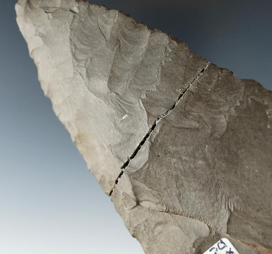 Big! 6 3/4" Hopewell Knife made from Esopus chert that is broken and glued near the mid section.