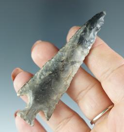 3 1/16" Kelsey Creek Barbed - heavily patinated. Found in Churchill Co., Nevada.