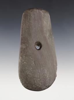 4 15/16" Keyhole Pendant found in Preble Co., Ohio. Made from Banded Slate that is patinated.