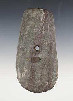 4 15/16" Keyhole Pendant found in Preble Co., Ohio. Made from Banded Slate that is patinated.