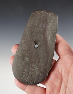 4 15/16" Keyhole Pendant found in Preble Co., Ohio. Made from Banded Slate that is patinated.