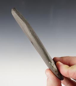 4 15/16" Keyhole Pendant found in Preble Co., Ohio. Made from Banded Slate that is patinated.