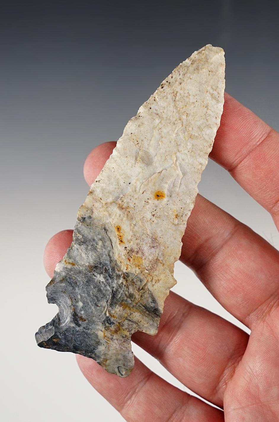 4 3/16" Archaic Cornernotch found in Knox Co., Ohio. Bennett COA.