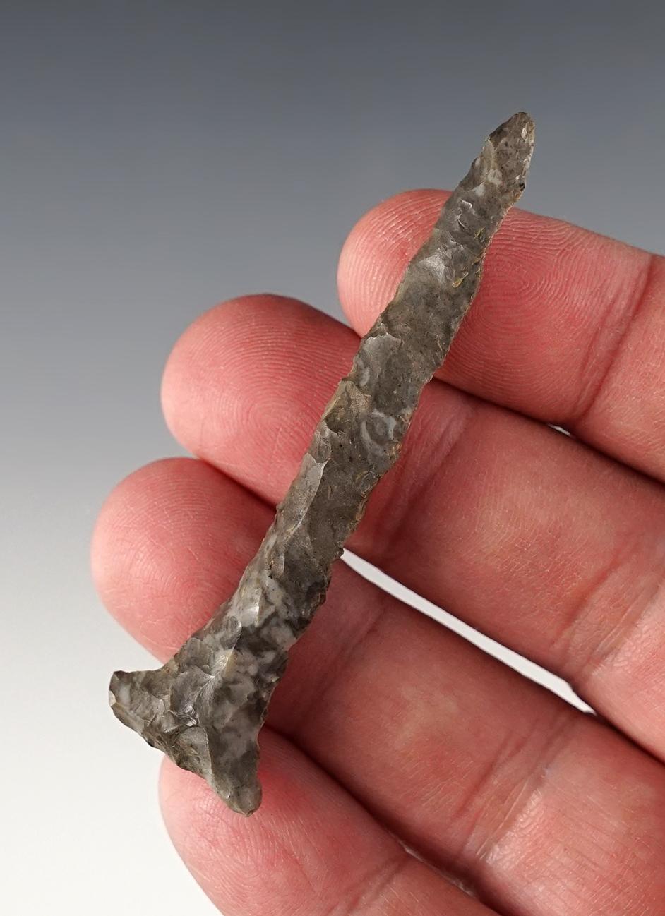 2 11/16" T-Drill made from Onondaga Flint. Found in the Pennsylvania/New York area.