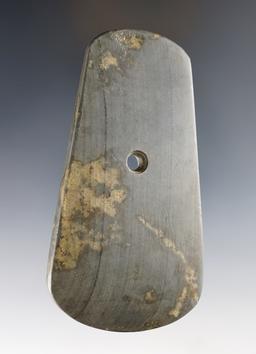 3 7/8" Woodland Trapezoidal Pendant - light etchings. Banded Slate - "worm tracks". Ex.  Root.