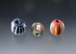 3 rare Beads including large Polychromes and Paddle Pressed. White Springs Site in Geneva, NY.