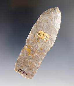 3 15/16" Uniquely styled Stemmed Paleo Lance found in Ohio - nice quality Upper Mercer Flint.