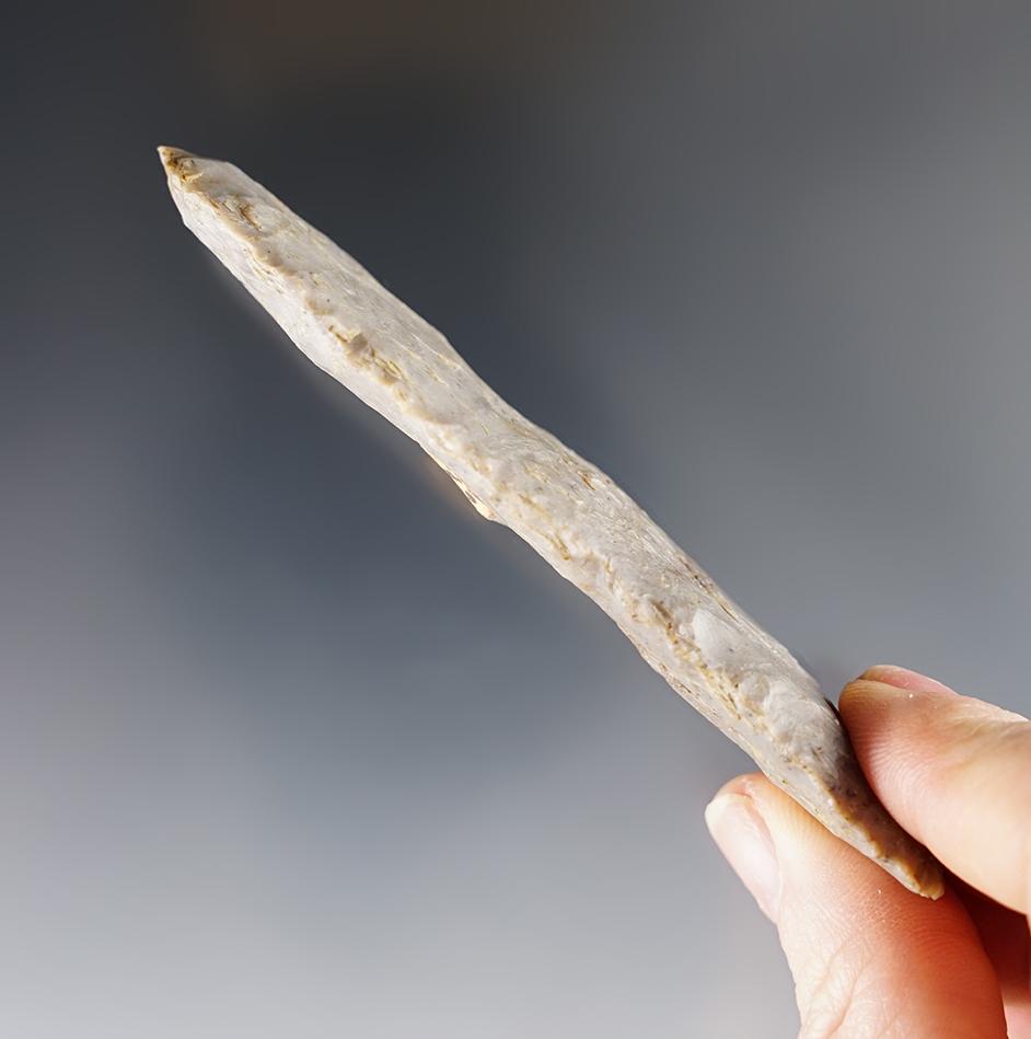 3 15/16" Uniquely styled Stemmed Paleo Lance found in Ohio - nice quality Upper Mercer Flint.